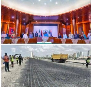 The Federal Executive Council meeting in progress, top, and Lagos-Calabar Superhighway