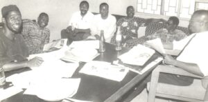 AM NEWS Editorial Board members. From left, Odia Ofeimun, Uzor Maxim Uzoatu, Professor Kayode Soremekun, Kayode Komolafe (Comrade KK, for stye) Professor Akin Onigbinde, Banji Ojewale and Ifeanyi Udin