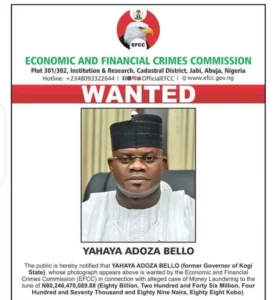 EFCC declared Yahaya Bello wanted