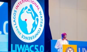 Governor Sanwo-Olu at the 2024 Lagos International Water Conference held at Eko Hotels and Suites in Victoria Island.
