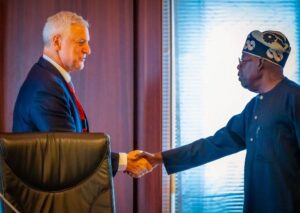 President Bola Tinubu , Nigeria, right, and Standard Chartered Bank boss, Mr. Bill Winters