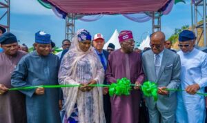 President Tinubu at the inauguration of engineering infrastructure in Guzape District Lot II.