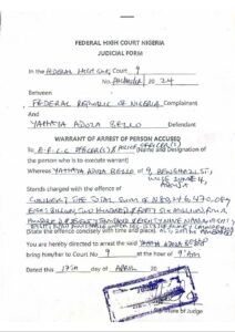 Warrant of arrest on Yahaya Bello