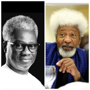 Professor Wole Soyinka, right, and Omoniyi Ibietan