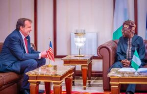 President Bola Tinubu and United States Ambassador to Nigeria, Mr. Richard Mills Jr