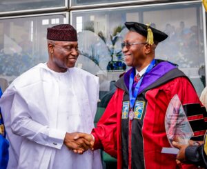 Governor Biodun Oyebanji of Ekiti congratulating Chief Wole Olanipekun at Babcock University .jpg
