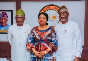 Princess Orelope-Adefulire, Gov. Aiyedatiwa and deputy in Akure, Ondo State