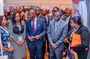 l-r: Acting Executive Secretary, Lagos State Employment Trust Fund (LSETF), Feyisayo Alayande; Governor of Lagos State, Mr. Babajide Sanwo-Olu; his Deputy, Dr. Obafemi Hamzat and LSETF Board of Trustees chairman, Mrs. Bola Adesola during the Lagos State Employment summit 3.0 with the theme: Job Creation uniting for Impact: create, collaborate, change, at the Eko Hotels and Suites, Victoria Island, on Wednesday, 3 July 2024