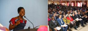 National Orator, Dr Robtel Pailey left, invitees at tge independence ceremony, right.jpg