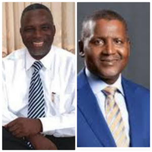 Bart Nnaji, founder and chairman of the Geometric Power group, left, and Aliko Dangote, President Dangote Group.