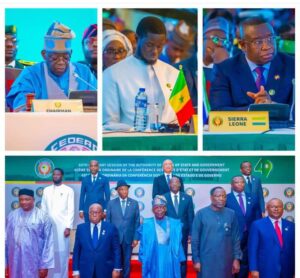 President Tinubu during the opening of the 65th Ordinary Session of the Authority of ECOWAS Heads of State and Government on Sunday, in Abuja