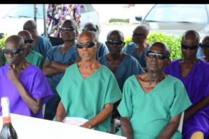 Cross section of beneficiaries of the First City Monument Bank (FCMB) sponsored Priceless Gift of Sight Initiative, a partnership with Tulsi Chanrai Foundation of India, during the outreach programme to commemorate 15th year anniversary of the initiative in Calabar, Cross Rivers State on July 4, 2024