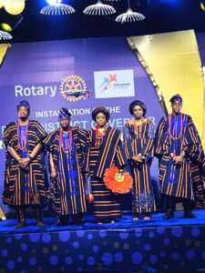 Rotary International District 9112 Governor, Rotarian Femi Adenekan (second left) with his wife, Rotarian Tayo and children during Adenekan’s installation at the weekend in Lagos