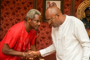 Rivers State Governor, Sir Siminalayi Fubara (right); in a handshake with the Chairman, House of Representatives Committee on Reformatory Institutions, Hon Chinedu Ogah (left); during a courtesy visit to Government House in Port Harcourt on Monday. vers State Governor, Sir Siminalayi Fubara (right); in a handshake with the Chairman, House of Representatives Committee on Reformatory Institutions, Hon Chinedu Ogah (left); during a courtesy visit to Government House in Port Harcourt on Monday.