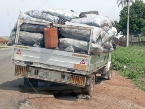A vehicle conveying charcoal out of Nasarawa