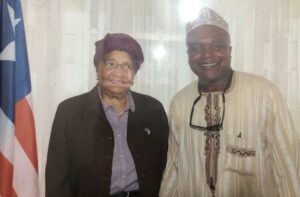 Abubakar Hashim with President Sirleaf of Liberia in 2016.jpg