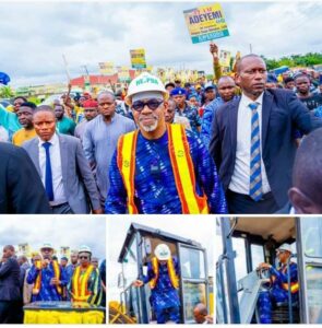Governor Abiodun flagging off the fixing of Abeokuta Otta Road