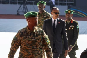 Rwanda's President Paul Kagame arrives for his swearing-in ceremony after a landslide win in last month's election at the Amahoro Stadium, Gasabo District of Kigali, Rwanda on August 11, 2024. Jean Bizimana/REUTERS