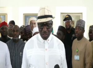 Hon. Billy Famous Osaware (Edo State) addressing journalists in Abuja