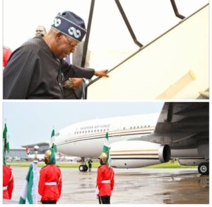 President Tinubu travelling to France in the new Presidential plane