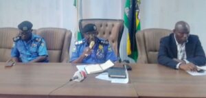 AIG Ari flanked by Kano Commissioner of Police and another high-ranking officer dueing his visit at Bompai Police headquarters on Thursday.jpg