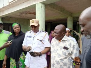 Dr. Abubakar Muhammed and Ms. Beauty Ebu and other officials speak to journalists after the exercise.jpg