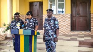 SP Iringe-Koko,(middle) Spokesperson for the Rivers Police Command briefing Journalists in Port Harcourt