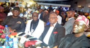 From left:Mr Udeme Ufot, Group Managing Director SO&U; Mr John Ajayi, Publisher/CEO Marketing Edge publications Ltd:Sir Steve Bamidele Omojafor, Chairman of the occasion and Mr Yinka oyebode, Chief press Secretary to Ekiti state Governor .At the 2024 The Edge Awards with the Tittle:Excellence beyond Borders held at Balmora Convention Centre Sheraton hotel Ikeja Lagos on Friday.
