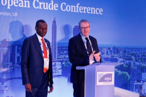 The Managing Director, NNPC E & P Limited (NEPL), Mr. Nicholas Foucart and Managing Director of NNPC Trading Ltd. (NTL), Mr. Lawal Sade at at the Argus European Crude Conference in London.