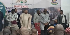Minister of Information, Alhaji Mohammed Idris Malagi, Bayelsa State Governor, Douye Diri and others at the Editors’ Conference.jpg