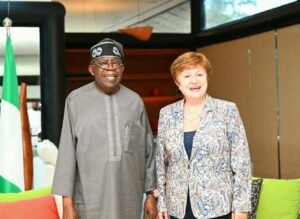 President Bola Tinubu and the Managing Director of the International Monetary Fund (IMF), Kristalina Georgieva.jpg