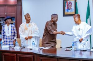 VP Shettima and others while inaugurating the HCD 2.0 Strategy during a meeting of the Steering Committee of the Human Capital Development Programme at the Presidential Villa, Abuja.