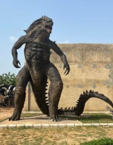 Godzilla created from discarded tyres