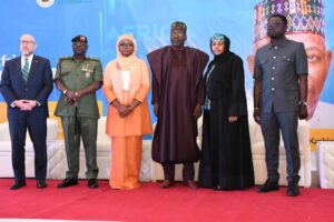 Senator Ibrahim Hassan Hadejia, third right, who represented VP Shettima and others during the 2024 Youth Legacy Conference at the Banquet Hall of the Presidential Villa, Abuja.jpg