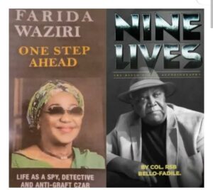 The books by Bello Fadile, right, and Chris Anyanwu