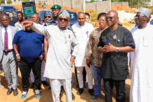 Wike inspected the ongoing construction of Judges Quarters and access road to the quarters from Nnamdi Azikiwe Expressway by N16, at Katampe District, Abuja on Friday.jpg
