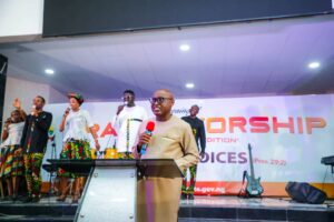 at the monthly Evening of Praise and Worship at the Jibowu Hall, Government House Ground.jpg
