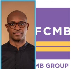 Group Chief Executive of FCMB Group Plc, Mr. Ladi Balogun and logo of FCMB Group Plc.jpg