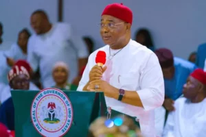 Imo State Governor, Hope Uzodimma during the 12th Convocation ceremony of Michael Okpara University of Agriculture, Umudike.jpg