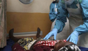A Lassa fever patient being treated