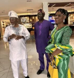 Toyin Falola, left, and wife, right, with another celebrant, middle, at an event in honour of Yemisi Shyllon.jpg