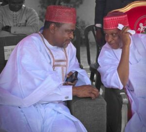 Governor Yusuf with his Commissioner for Investment and Trade, Hon. Gwani Shehu Wada Sagagi during reopening of garment industry cluster in Kura