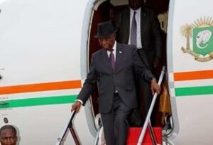 President Boakai arriving the Energy Summit in Tanzania yesterday. Liberia benefits from the $50 billion package to electrify Africa