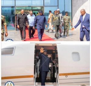 President Maada Bio on his way to Ghana