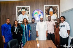 Special Adviser to Governor Babajide Sanwo-Olu on Tourism, Arts and Culture, Mr. Idris Aregbe (fourth right); Co-Founders of Tantacom Experiential Projects, Olufunke Adu (second left); Jennifer Odufuwa (third left); Kayode Omosebi of Mo Africa (fourth left) and others during the review of the ‘Lagos State Detty December 2024/2025 Report’ at the weekend in Lagos.