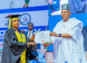 VP Shettima during the Combined Graduation Ceremony of the Wing Commander Abdullahi Ibrahim Vocational and Technology Institute in Lafia, the Nasarawa State capital.jpg