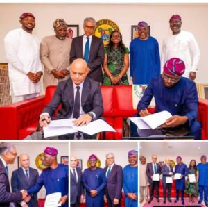Governor Babajide Sanwo-Olu of Lagos and officials of Summa Group during the MoU signing