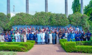 President Tinubu with participants of the Senior Executive Course 46 National Institute for Policy and Strategic Studies (NIPSS), Kuru.