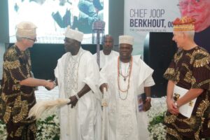Representatives of the Ooni of Ife with Prof Frans Berkhout and Mr Ernest Berkhout