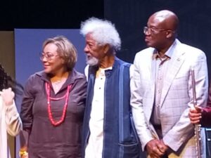 L-R: Ms Miriam Morales Palmero, Prof Wole Soyinka, Mr Walter Akpani
